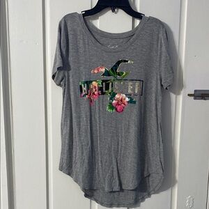 Hollister Gray Pink Embellished Short Sleeve Tee